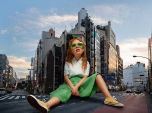 portrait giant woman city