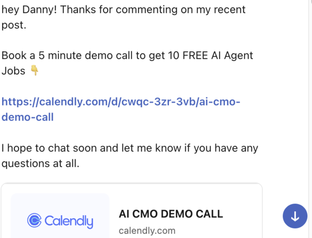 calendly ai cmo demo call message