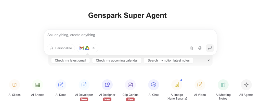 genspark browser home page