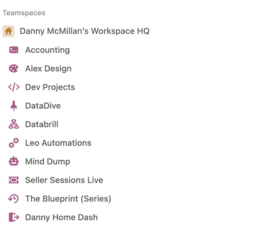 notion teamspace danny workspace